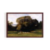 Village Oil Painting, Vintage Landscape, brown framed print, for wall decor - Arts Fiesta Online Art Gallery