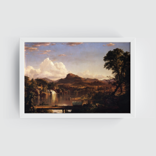 New England Scenery, Vintage Landscape, white framed print, for wall decor - Arts Fiesta Online Art Gallery