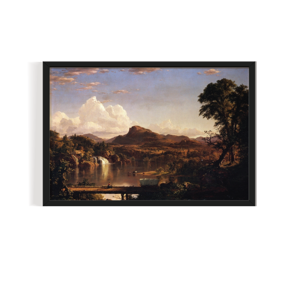 New England Scenery, Vintage Landscape, black framed print, for wall decor - Arts Fiesta Online Art Gallery