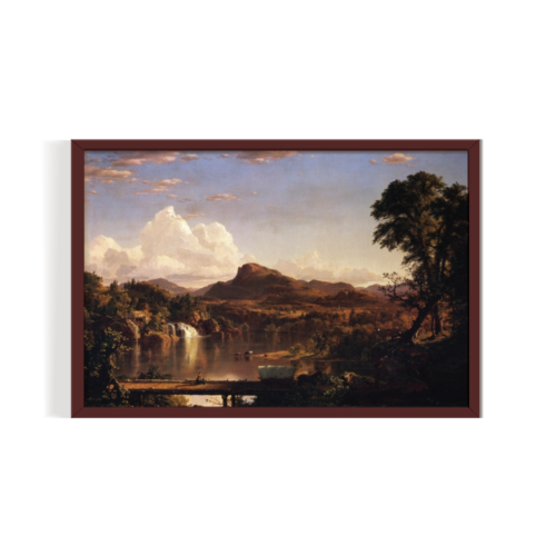 New England Scenery, Vintage Landscape, brown framed print, for wall decor - Arts Fiesta Online Art Gallery