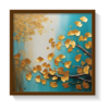 Golden Leaves 2, abstract canvas painting, brown framed painting for wall decor - arts fiesta online art gallery