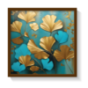 Golden Leaves 3, abstract canvas painting, brown framed painting for wall decor - arts fiesta online art gallery