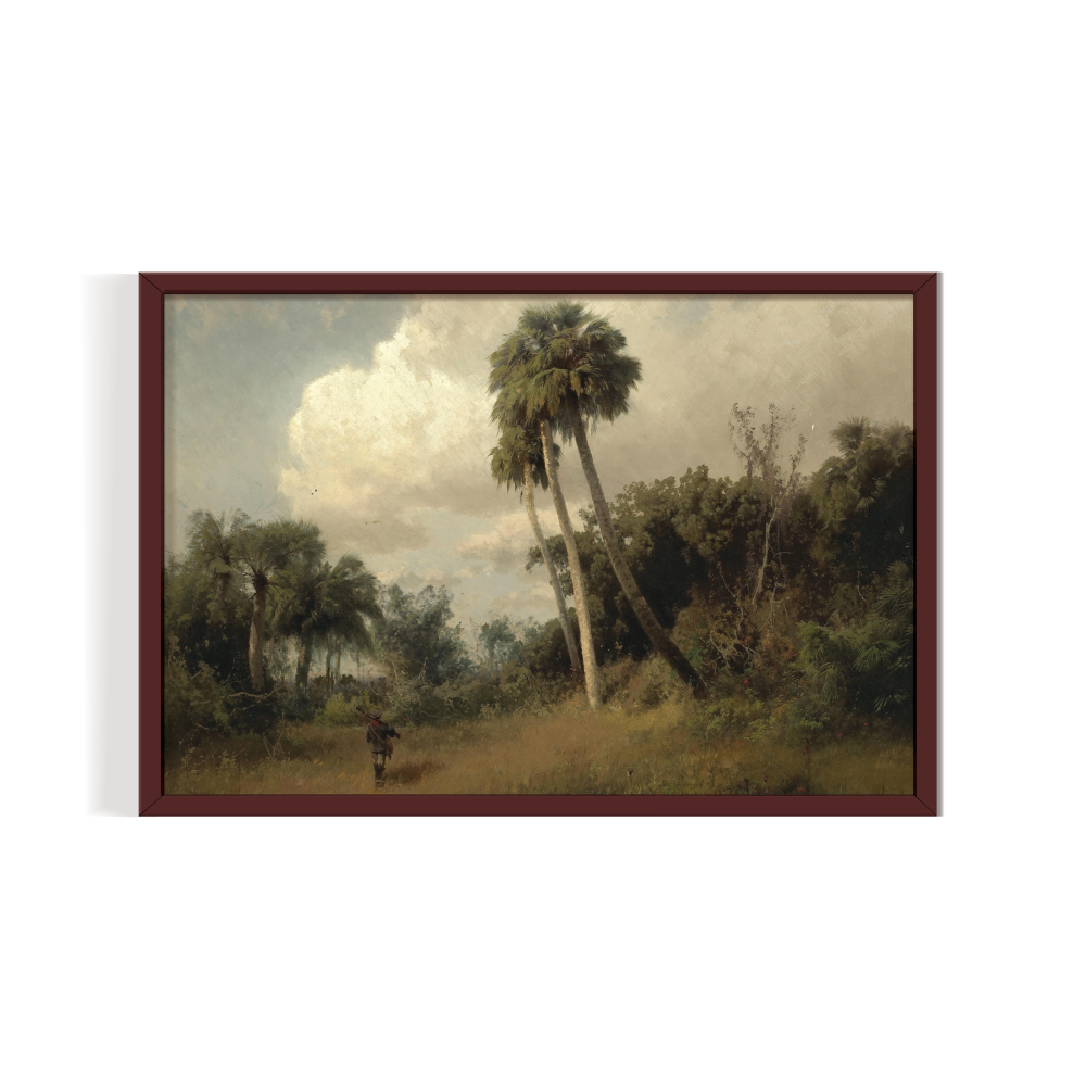 Summer Landscape, Vintage Landscape, brown framed print, for wall decor - Arts Fiesta Online Art Gallery