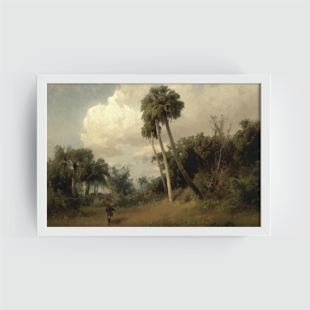 Summer Landscape, Vintage Landscape, white framed print, for wall decor - Arts Fiesta Online Art Gallery