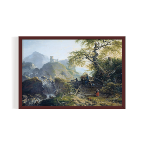 Historic Landscape, Vintage Landscape, brown framed print, for wall decor - Arts Fiesta Online Art Gallery