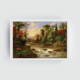 Riverside Oil Painting, Vintage Landscape, white framed print, for wall decor - Arts Fiesta Online Art Gallery