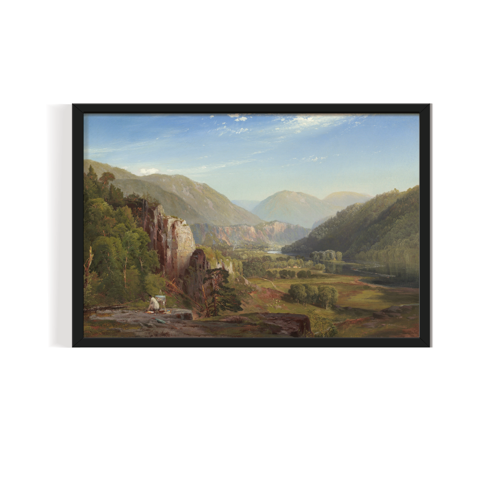 Rustic Mountain Landscape, Vintage Landscape, black framed print, for wall decor - Arts Fiesta Online Art Gallery