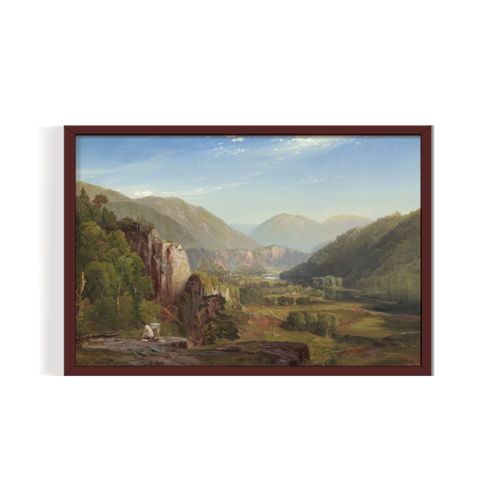 Rustic Mountain Landscape, Vintage Landscape, brown framed print, for wall decor - Arts Fiesta Online Art Gallery