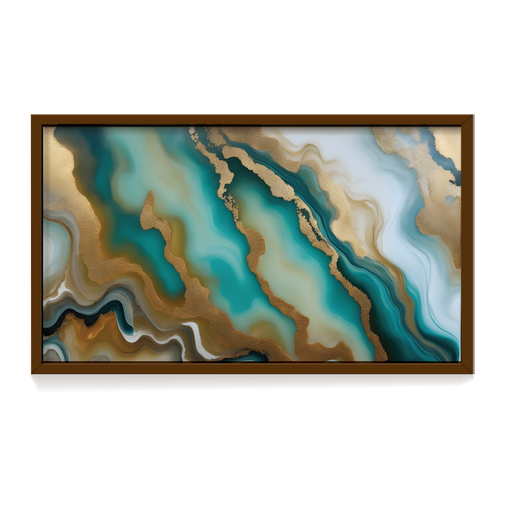 water and sand waves brown frame-01 Water and Sand Waves, abstract canvas painting, brown framed painting for wall decor - arts fiesta online art gallery