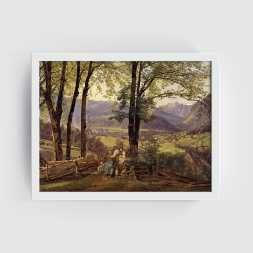 view of ischl, Vintage Landscape, white framed print, for wall decor - Arts Fiesta Online Art Gallery