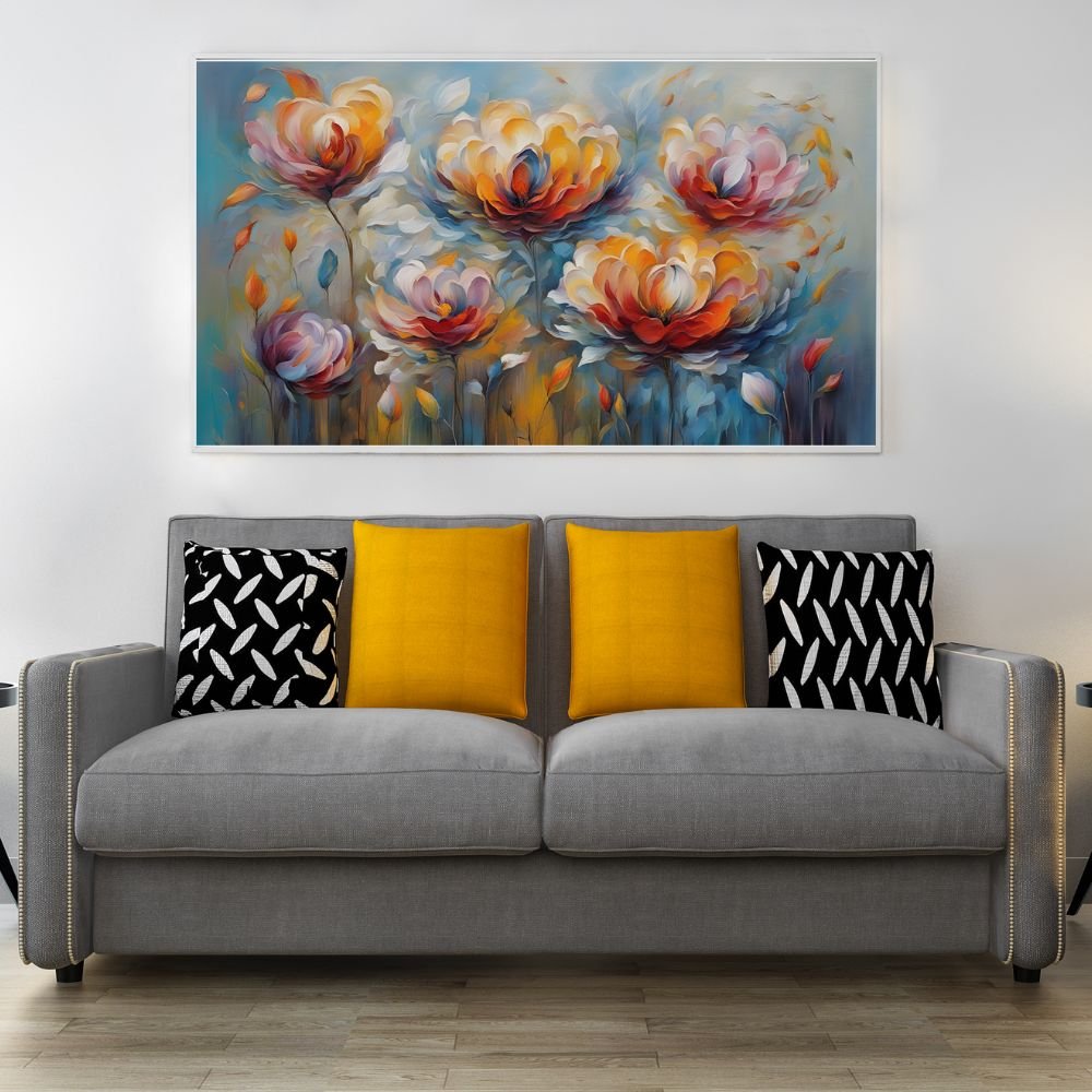 Flower Blooms, Abstract painting for living room, wall decor abstract art - Arts Fiesta