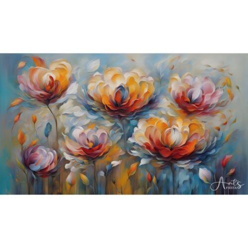 Flowers Bloom Abstract painting on canvas print for wall decor by artsfiesta.com
