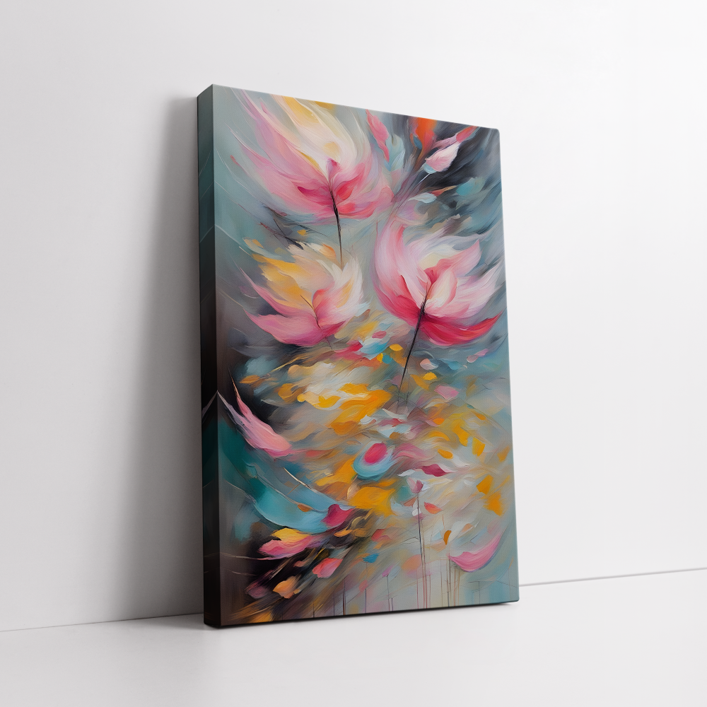 Abstract Flowers abstract painting stretched canvas gallery wrapped canvas, for wall decor - Arts Fiesta Online Art Gallery