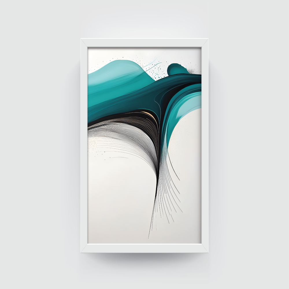 Elegance modern abstract painting white framed print, for wall decor - Arts Fiesta Online Art Gallery