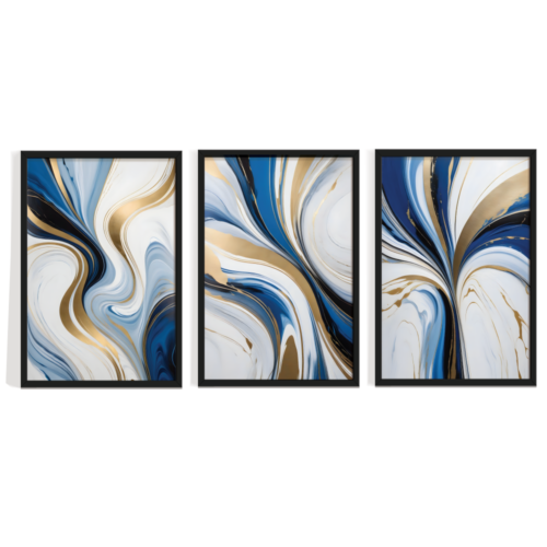 Fluid Patterns frame set abstract painting black framed print, for wall decor - Arts Fiesta Online Art Gallery