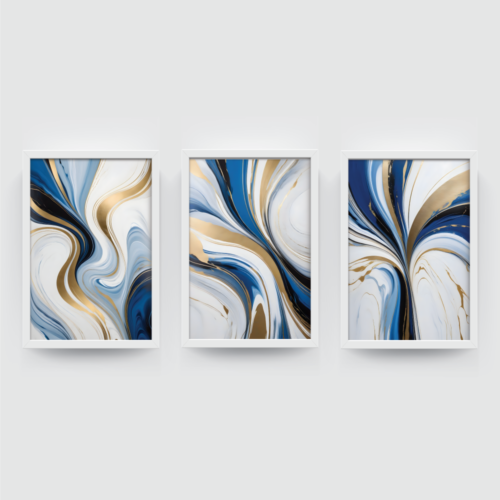 Fluid Patterns frame set abstract painting white framed print, for wall decor - Arts Fiesta Online Art Gallery