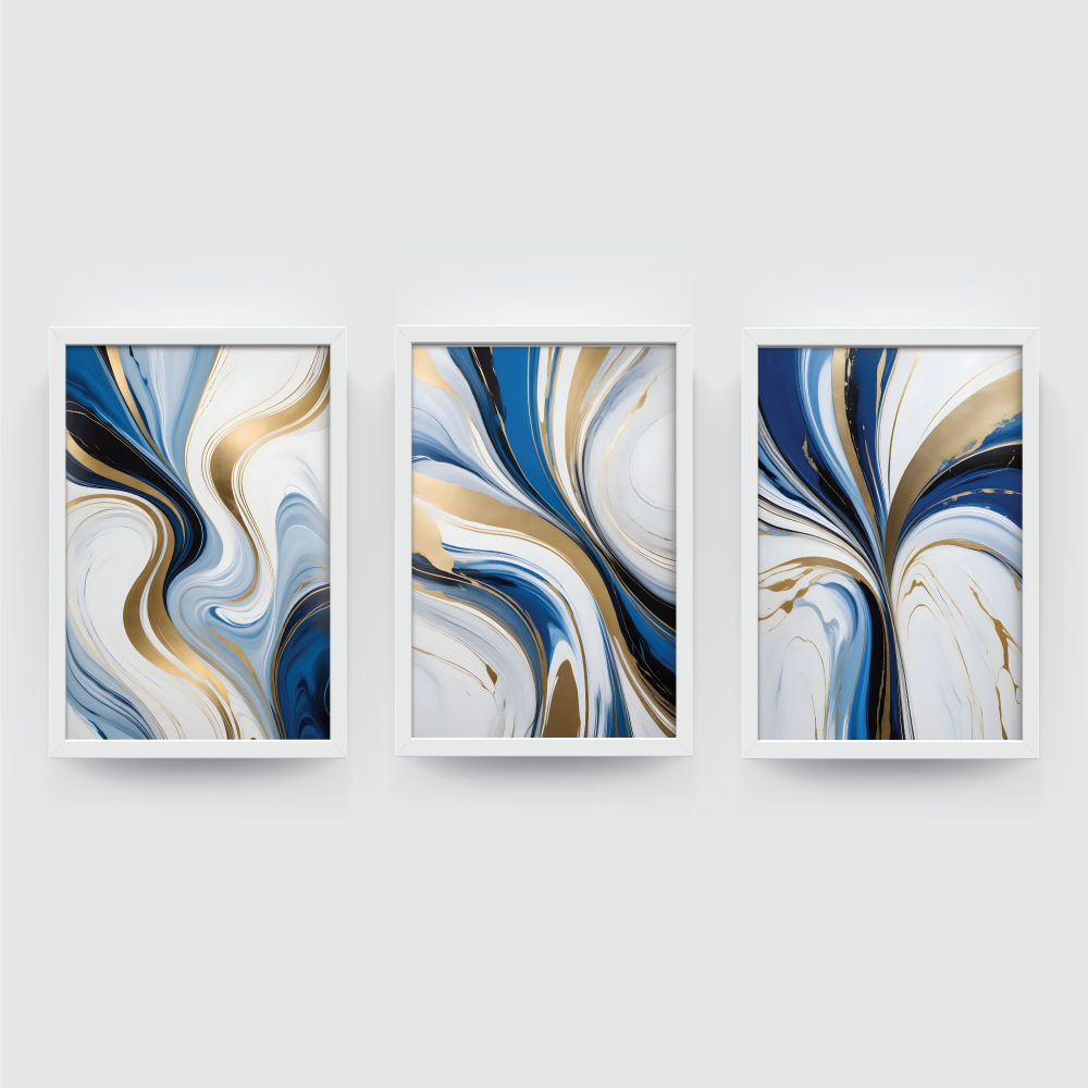 Fluid Patterns white frame Fluid Patterns frame set abstract painting white framed print, for wall decor - Arts Fiesta Online Art Gallery