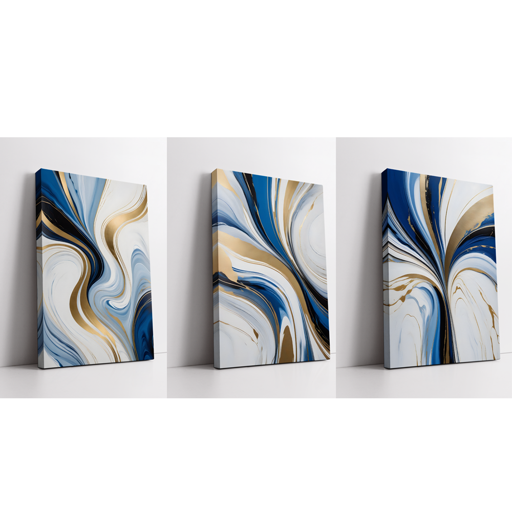 Fluid pattern stretched canvas Fluid Patterns Frame Set abstract painting stretched canvas gallery wrapped canvas, for wall decor - Arts Fiesta Online Art Gallery