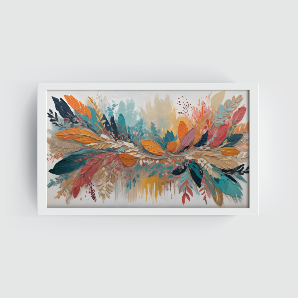 Free Spirit abstract painting white framed print, for wall decor - Arts Fiesta Online Art Gallery