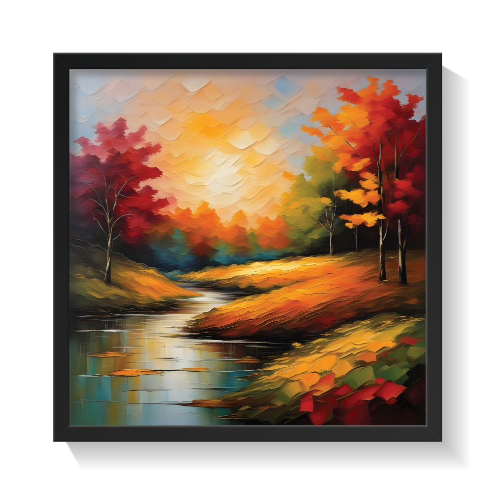 Landscape Art 1, landscape painting, black framed painting for wall decor - arts fiesta online art gallery
