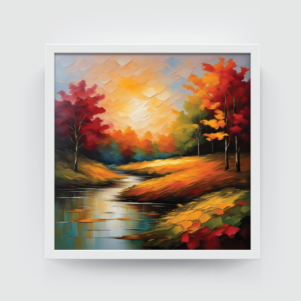 Landscape Art 1, landscape painting, white framed painting for wall decor - arts fiesta online art gallery