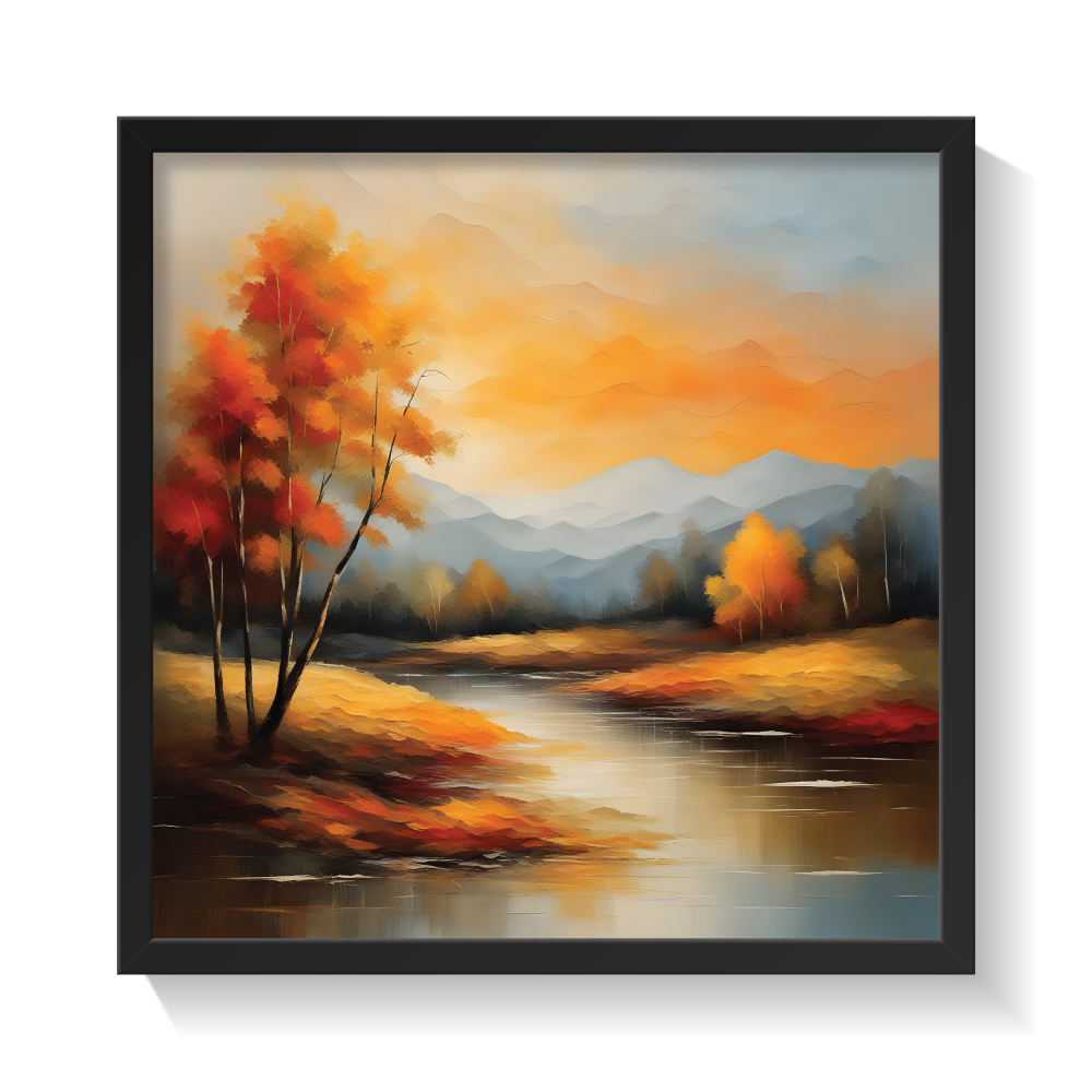 Landscape Art 2, landscape painting, black framed painting for wall decor - arts fiesta online art gallery