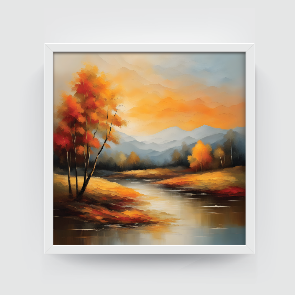 Landscape Art 2, landscape painting, white framed painting for wall decor - arts fiesta online art gallery