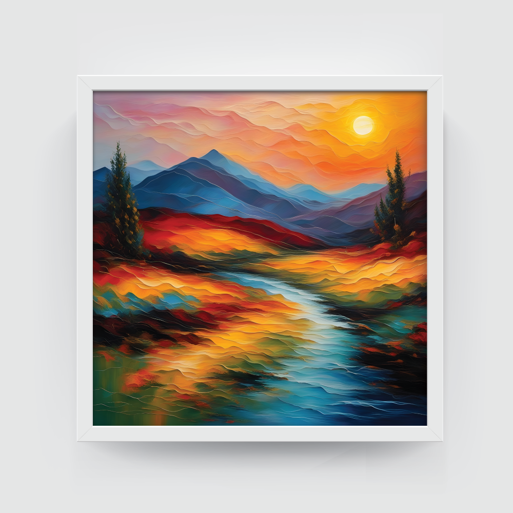 Landscape Art 3 White Frames Landscape Art 3, landscape painting, white framed painting for wall decor - arts fiesta online art gallery