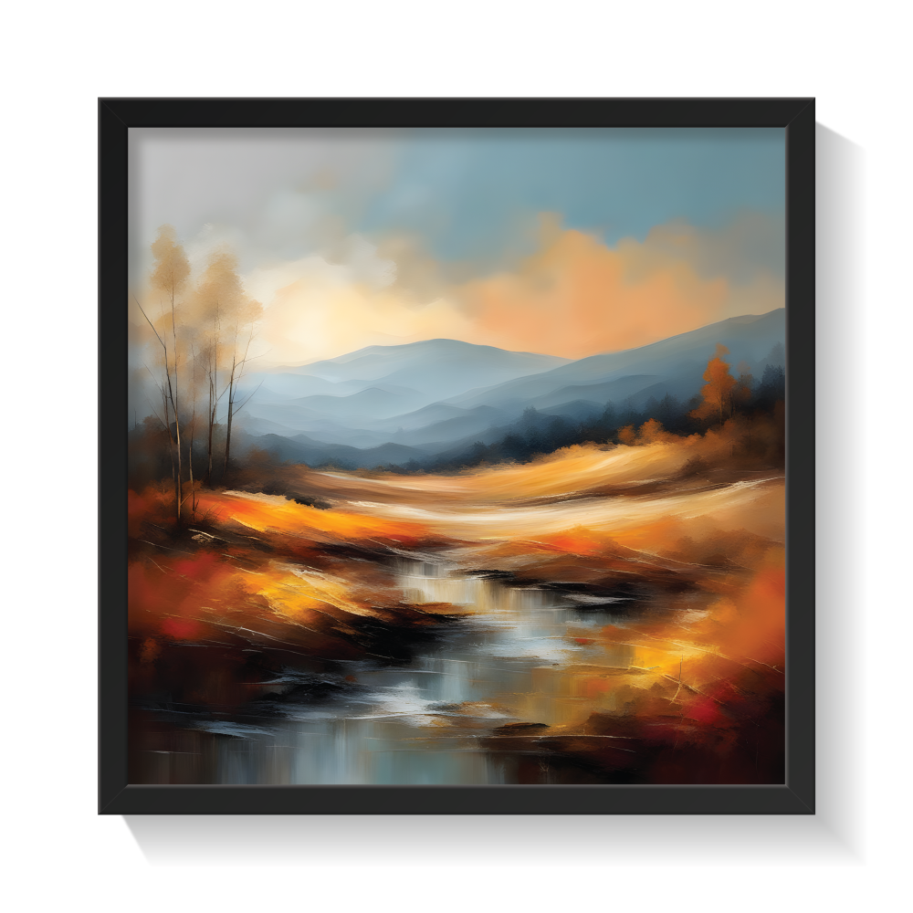 Landscape Art 4, landscape painting, black framed painting for wall decor - arts fiesta online art gallery