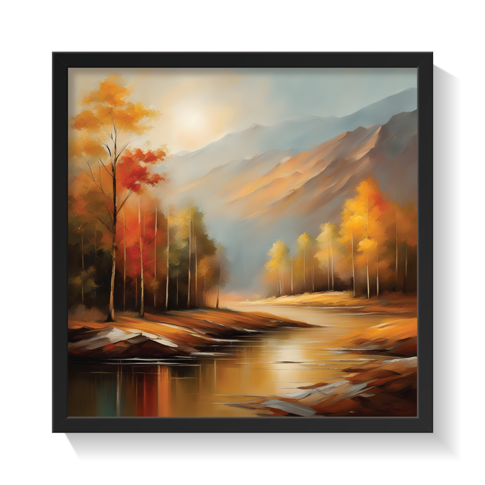 Landscape Art 5, landscape painting, black framed painting for wall decor - arts fiesta online art gallery