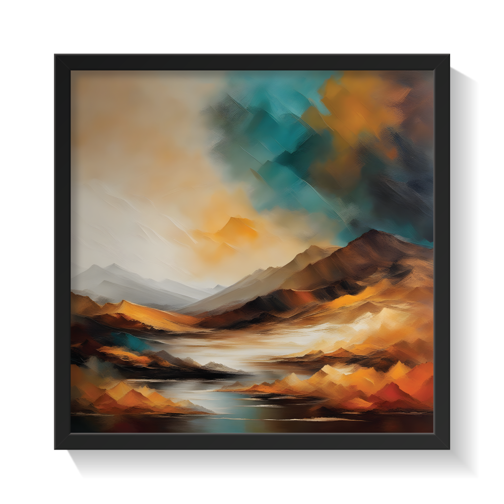 Landscape Art 6, landscape painting, black framed painting for wall decor - arts fiesta online art gallery