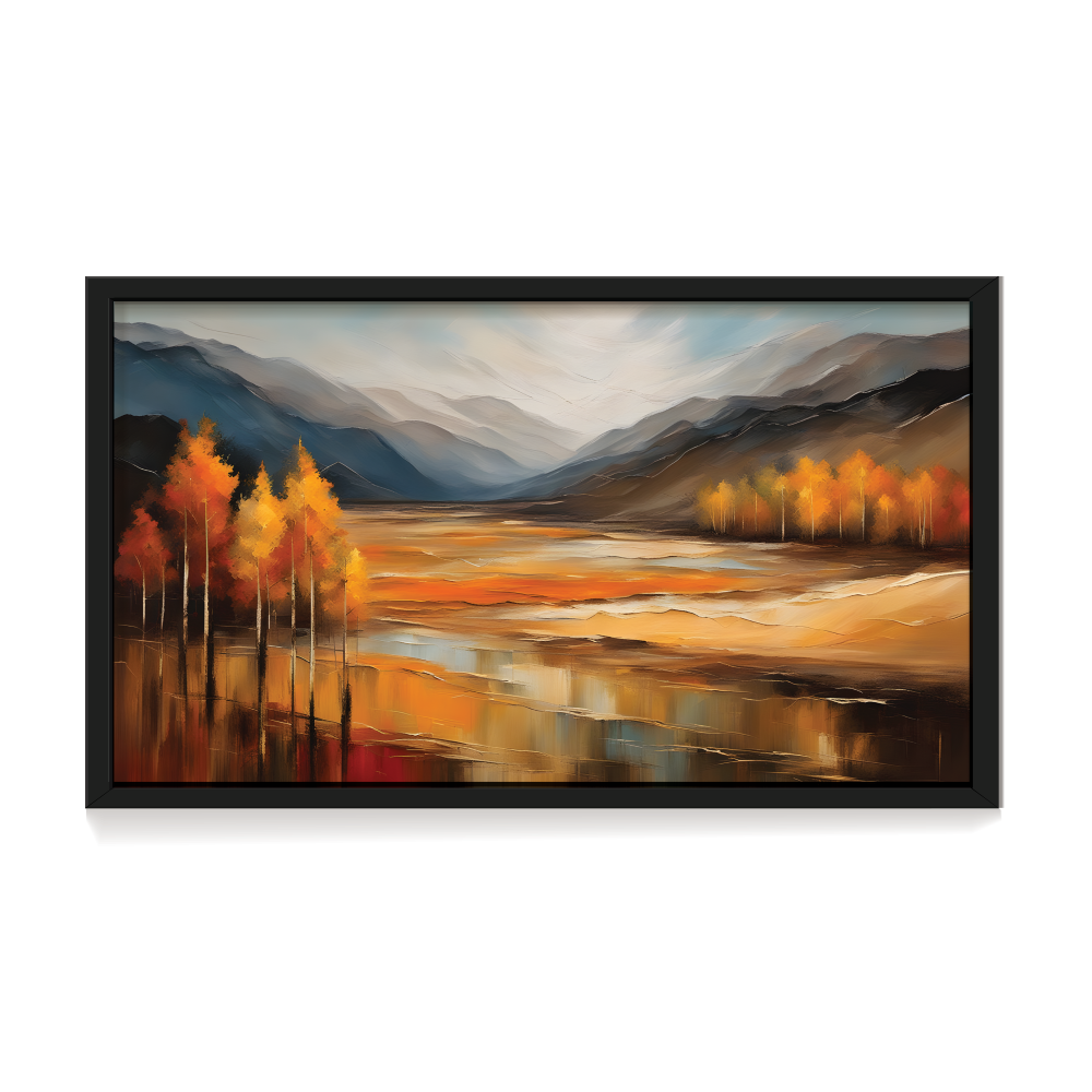 Landscape Art 7, landscape painting, black framed painting for wall decor - arts fiesta online art gallery