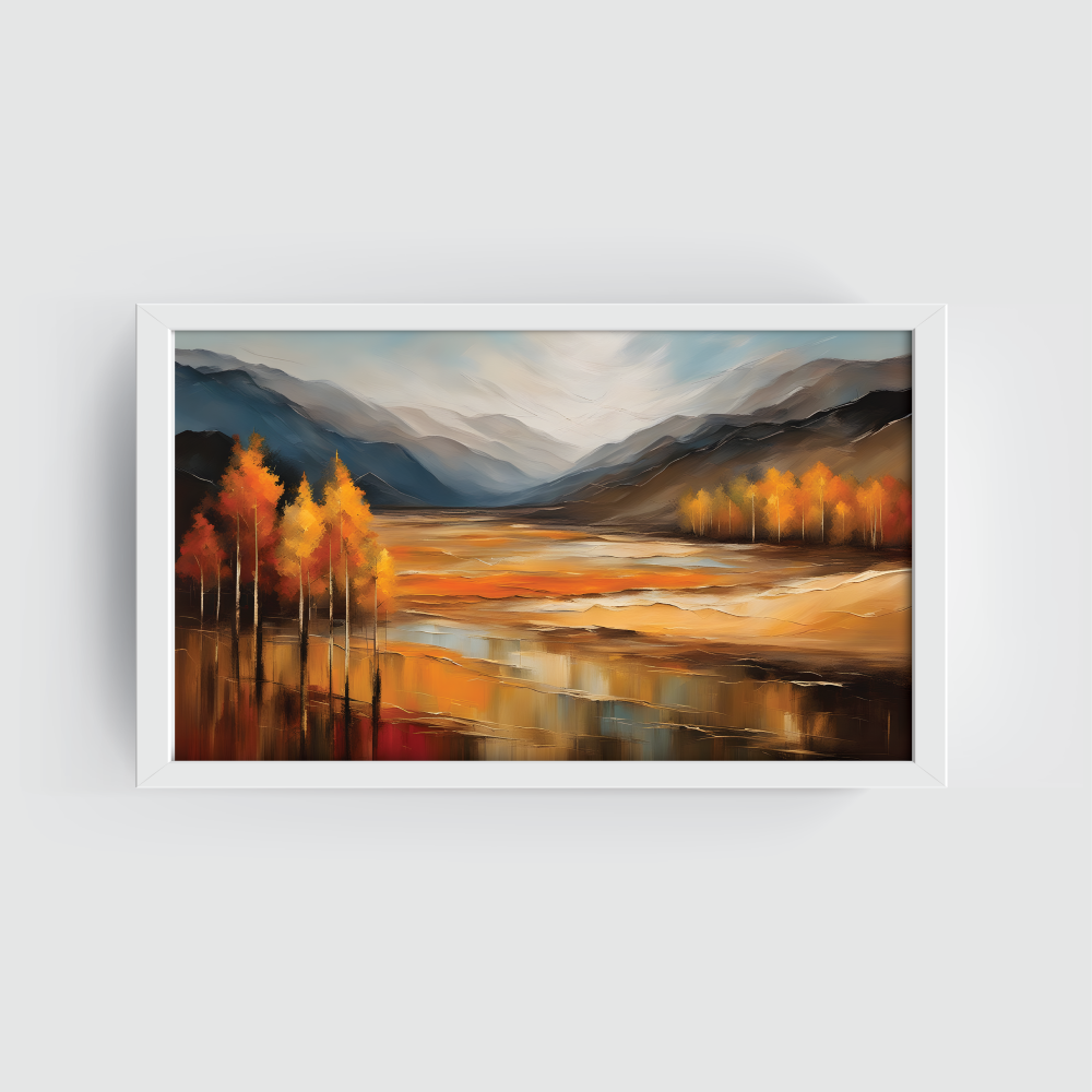 Landscape Art 7, landscape painting, white framed painting for wall decor - arts fiesta online art gallery