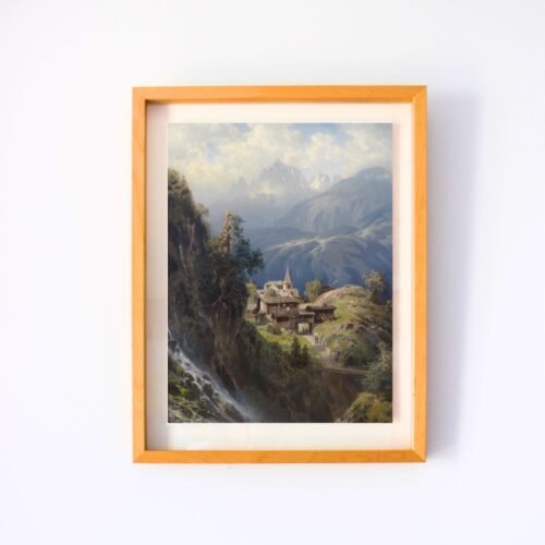 Oil Painting Village in the Bernese Alps by Adolf Mosengel - Vintage Oil paintings, framed paintings - Arts Fiesta art gallery