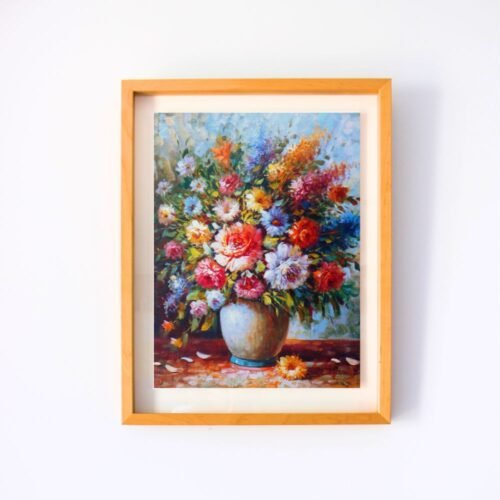 Flower pot oil painting - vintage oil paintings, framed paintings