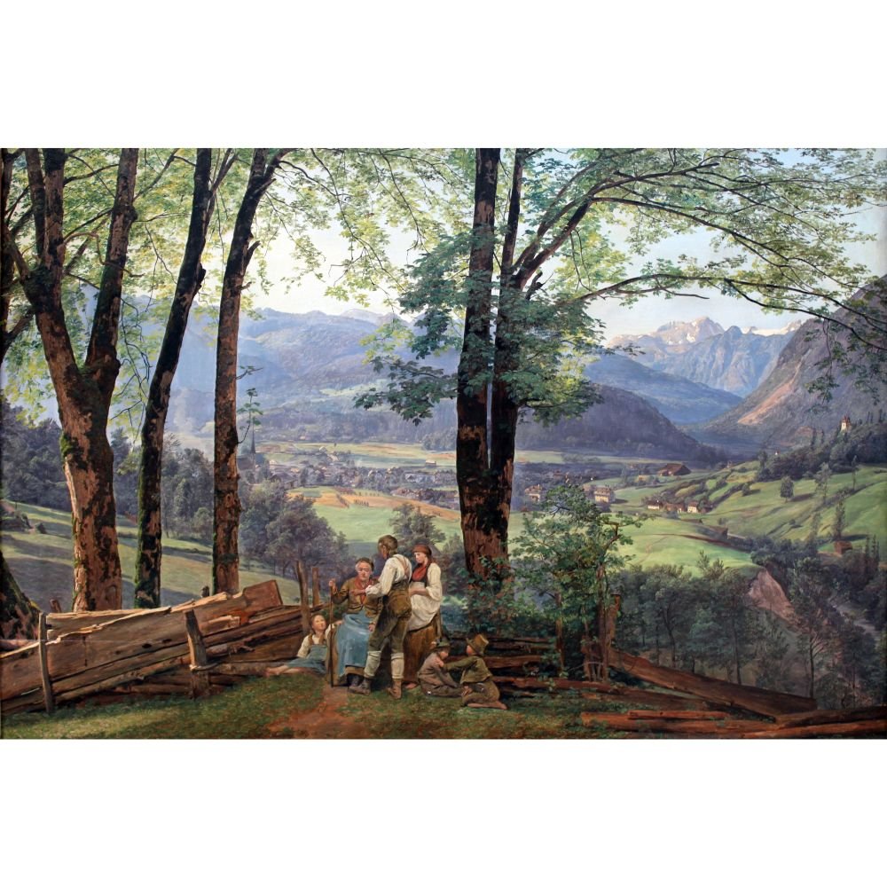 oil painting View of Ischl by Ferdinand Georg Waldmüller - Vintage landscape paintings