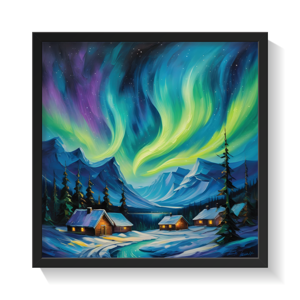 Winters Solace, landscape painting, black framed painting for wall decor - arts fiesta online art gallery