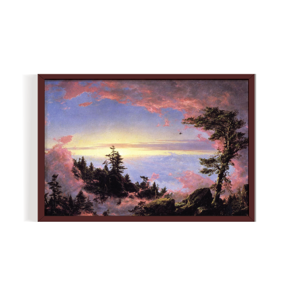 Above the Clouds at Sunrise, Vintage Landscape, brown framed print, for wall decor - Arts Fiesta Online Art Gallery