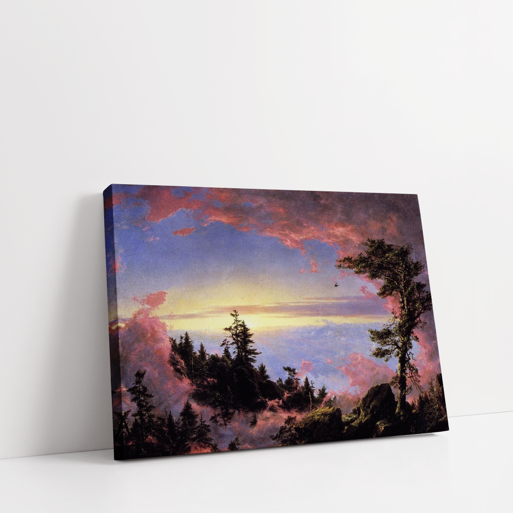 Above the Clouds at Sunrise, Vintage Landscape, stretched canvas framed print, for wall decor - Arts Fiesta Online Art Gallery