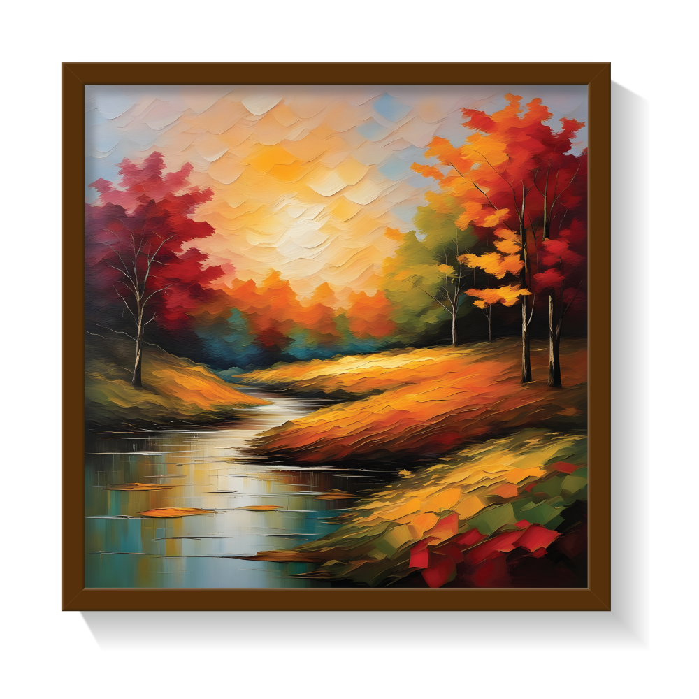 Landscape Art 1, landscape painting, brown framed painting for wall decor - arts fiesta online art gallery
