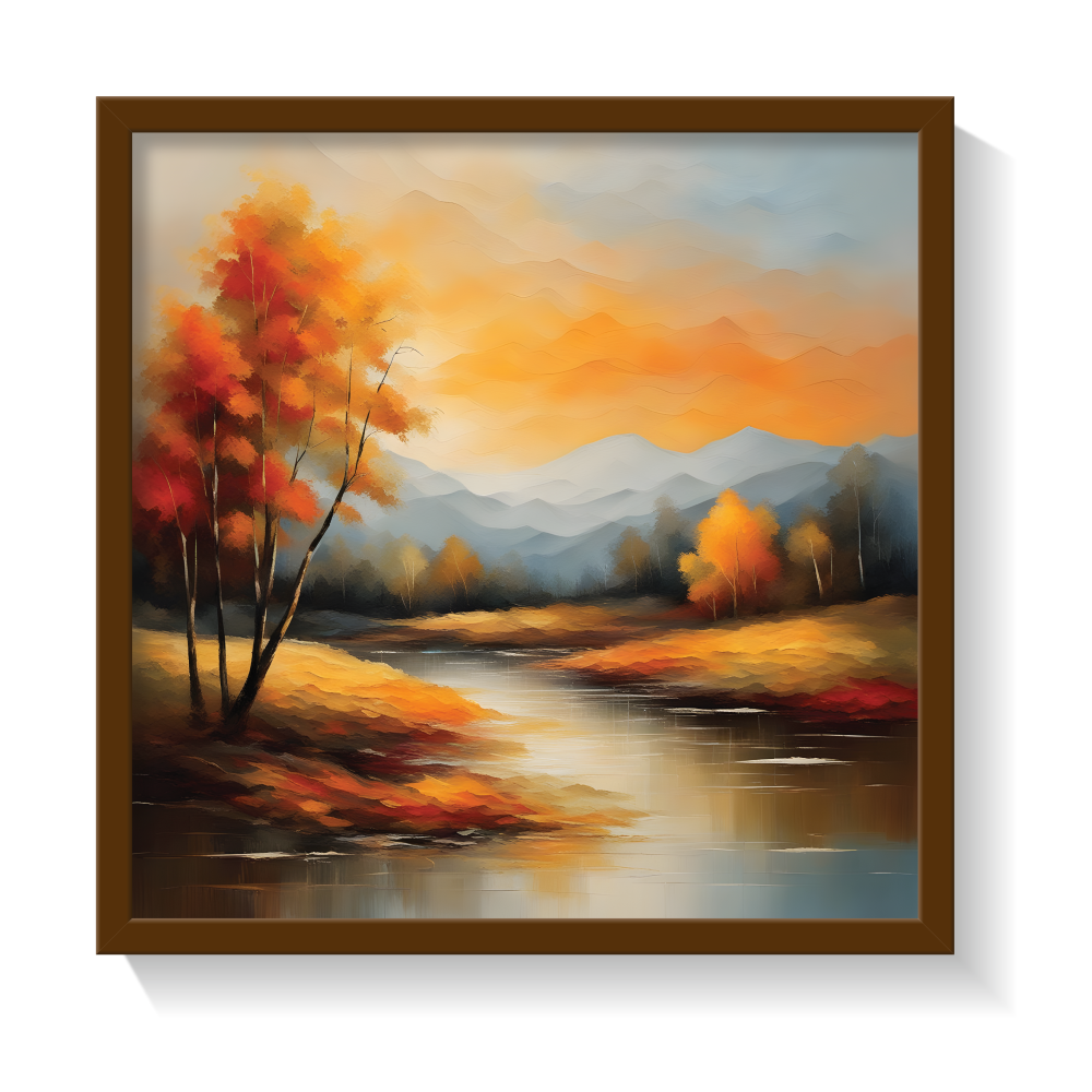 Landscape Art 2, landscape painting, brown framed painting for wall decor - arts fiesta online art gallery