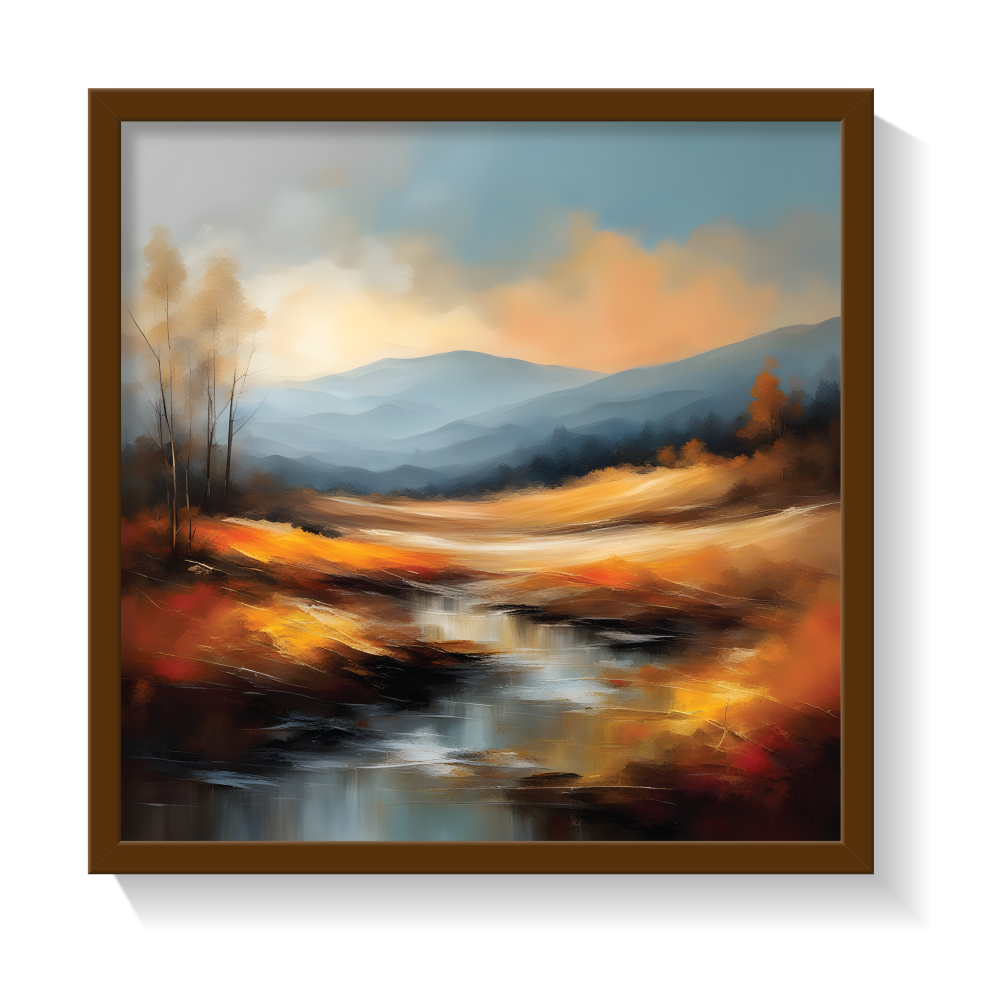 Landscape Art 4, landscape painting, brown framed painting for wall decor - arts fiesta online art gallery