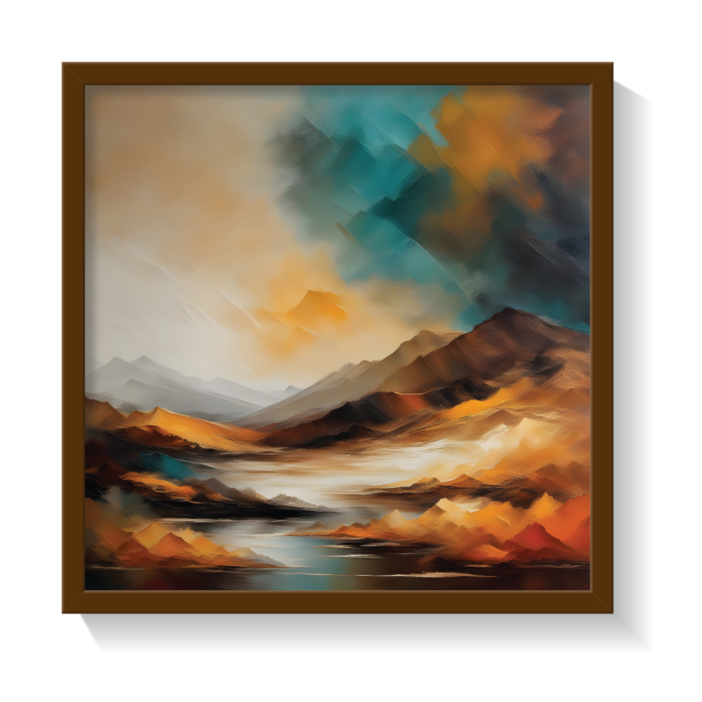 Landscape Art 6, landscape painting, brown framed painting for wall decor - arts fiesta online art gallery