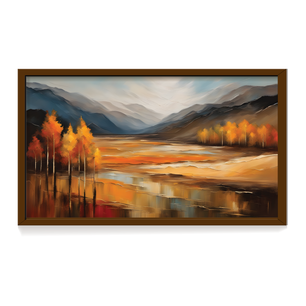 Landscape Art 7, landscape painting, brown framed painting for wall decor - arts fiesta online art gallery