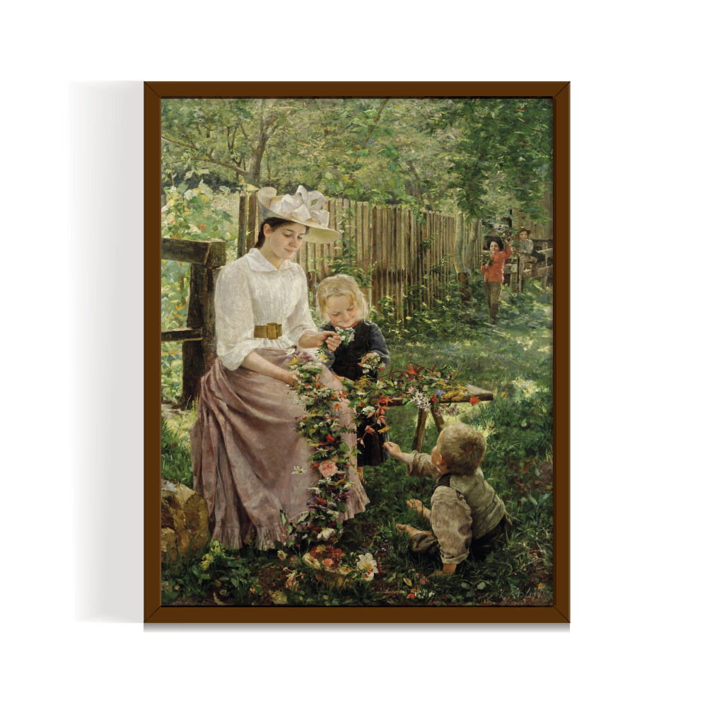 Summer, Vintage Landscape, brown framed print, for wall decor - Arts Fiesta Online Art Gallery