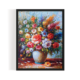 Flower Pot, Vintage Landscape, black framed print, for wall decor - Arts Fiesta Online Art Gallery