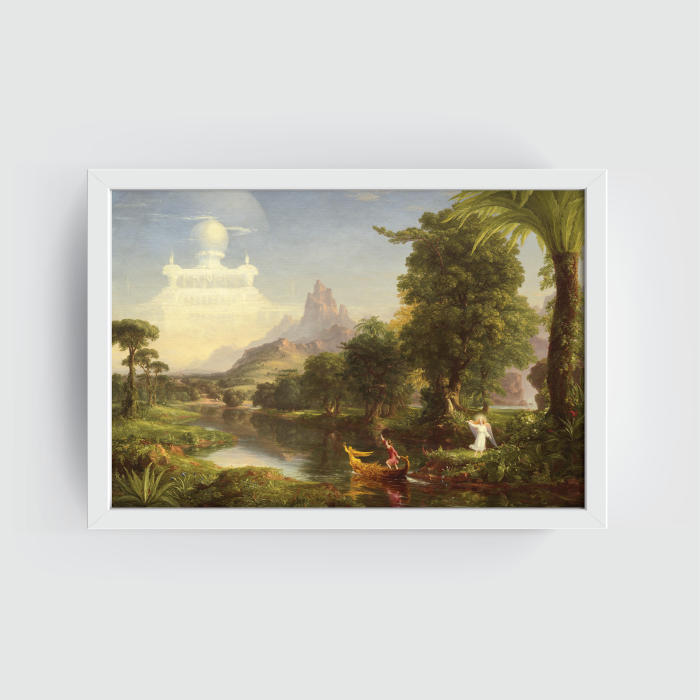 The Ages Of Life – Youth, Vintage Landscape, white framed print, for wall decor - Arts Fiesta Online Art Gallery