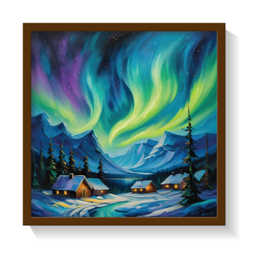 Winters Solace, landscape painting, brown framed painting for wall decor - arts fiesta online art gallery