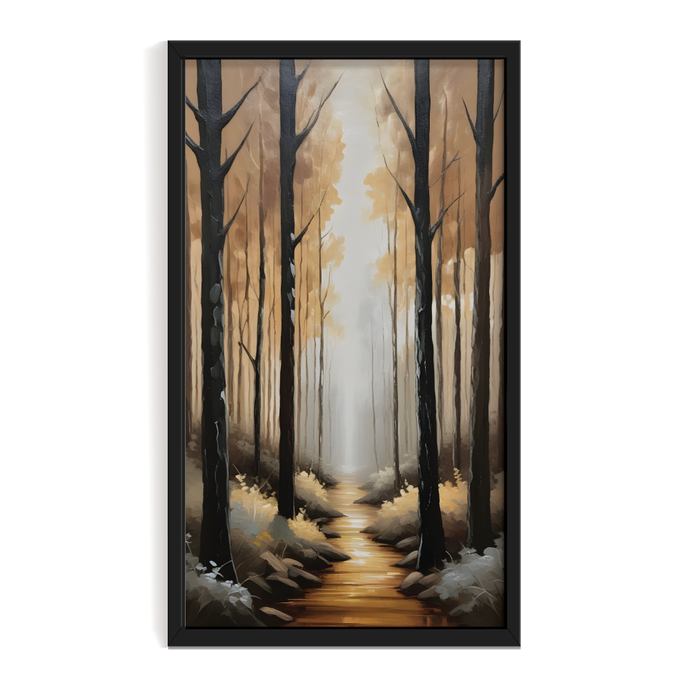 Enchanted Grove, landscape painting, black framed painting for wall decor - arts fiesta online art gallery