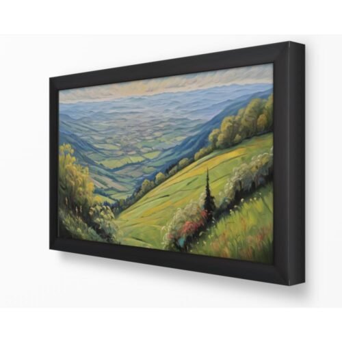 Verdant Vistas Landscape Art prints, Black Frame